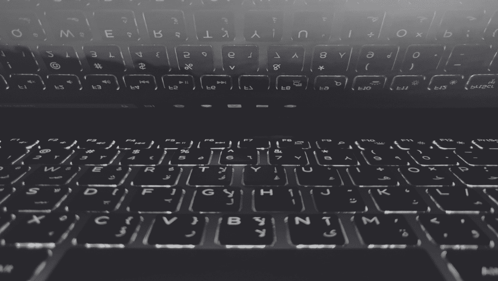 black glowing computer keyboard looks futuristic to evoke a sense of content written by ChatGPT