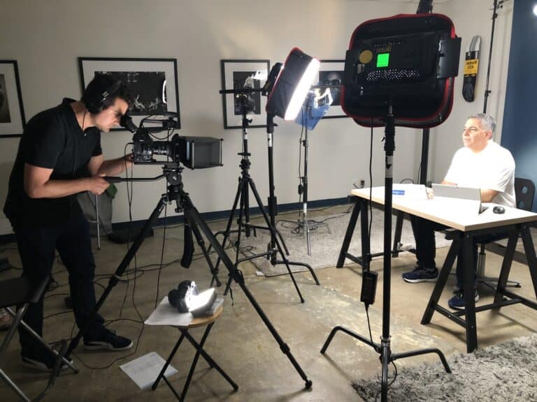 video production cameras and lights to shoot sales training videos
