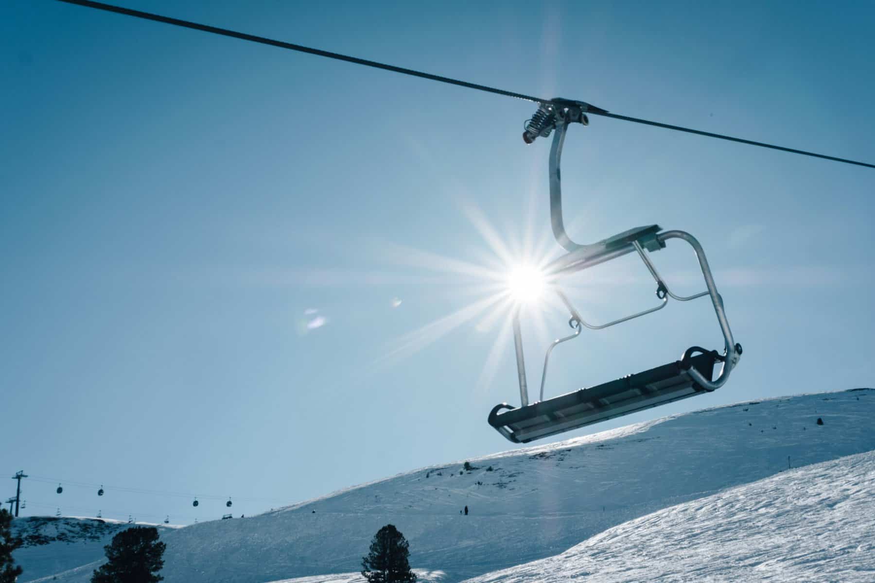 ski lift chair glistening in the sun