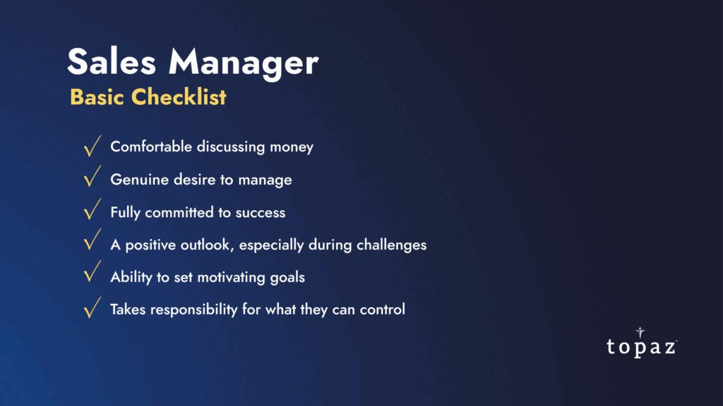 sales manager basic checklist