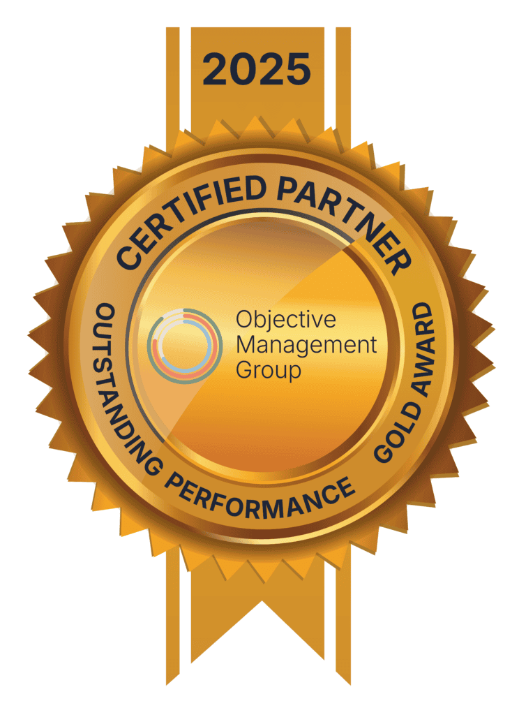 gold medal and ribbon for objective management 2025 award of gold status