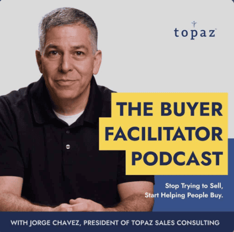 jorge chavez president, sitting at a desk thumbnail for buyer facilitator podcast
